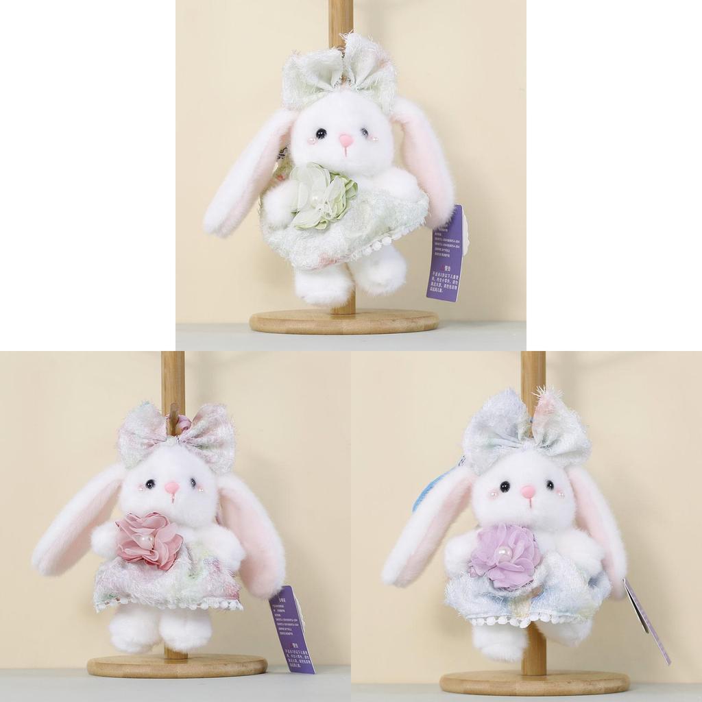 Plush Bunny Keychain With Floral Design For Bags And Gifts