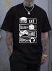 Men's Women Funny Eat Sleep Repeat Game T-shirt Streetwear Oversize Casual Gift Y2K Harajuku Co