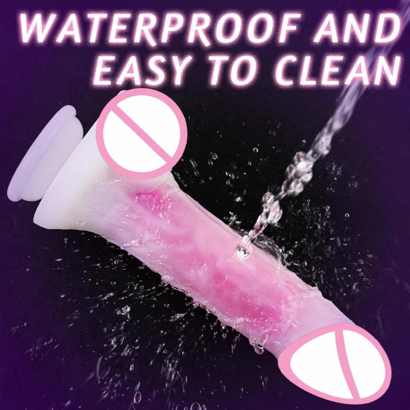 Realistischer weiblicher falscher Dildo Dehnend und schwingend Elektrischer falscher Penis Stimulator Weibliches Sexspielzeug Penisvibrator Großer Penis