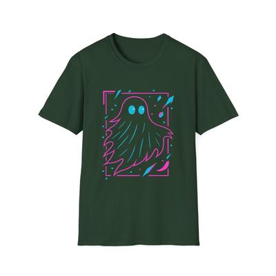Unisex Softstyle T-Shirt Mens Womens Tees Top Glitching Neon Ghost Graphic Novel Style Shirt