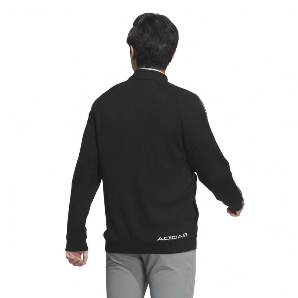 Golf Tři Dlouhý Rukáv Podšívka Černá [Adidas Golf] Svetr, Pruhy, Větruodolný, Svetr, Pánský,