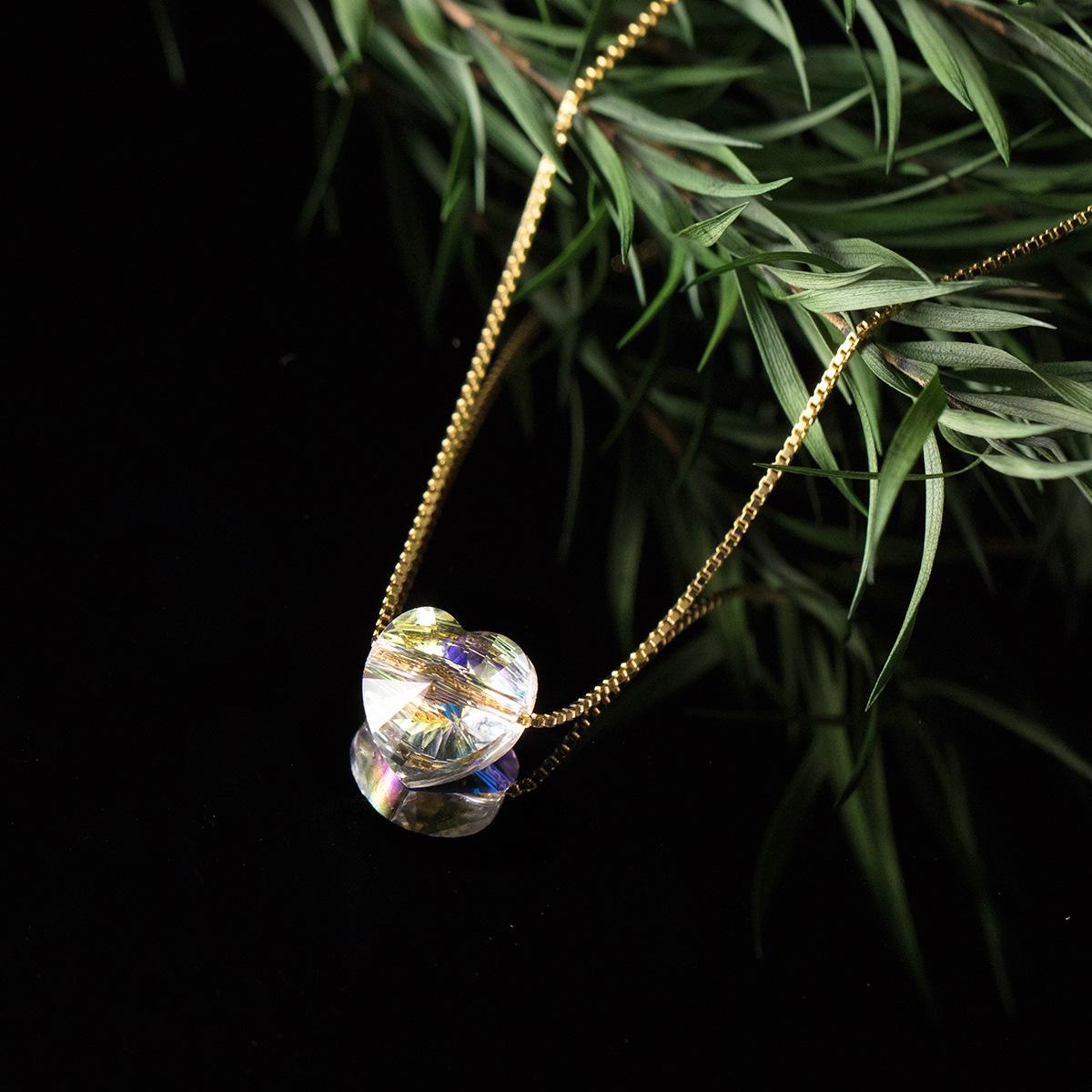 Fashion Pendant Necklaces 925 Sterling Silver Heart Diamond Necklace Colorful Zircon Gold Plated Necklaces for Women