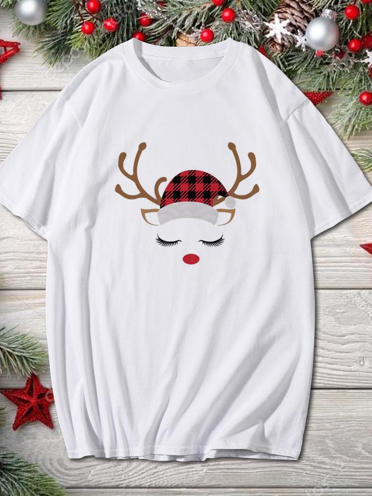 2025 Merry Christmas Women Holiday Fashion T Shirt Trend Graphic T-Shirts Holiday Tshirt New Year O-Neck Cartoon Top Xmas Gifts