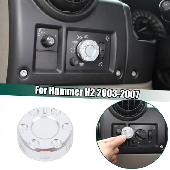 Silver Mecha Headlight Switch Knob Cover Trim Ring For Hummer H2 2003-2007