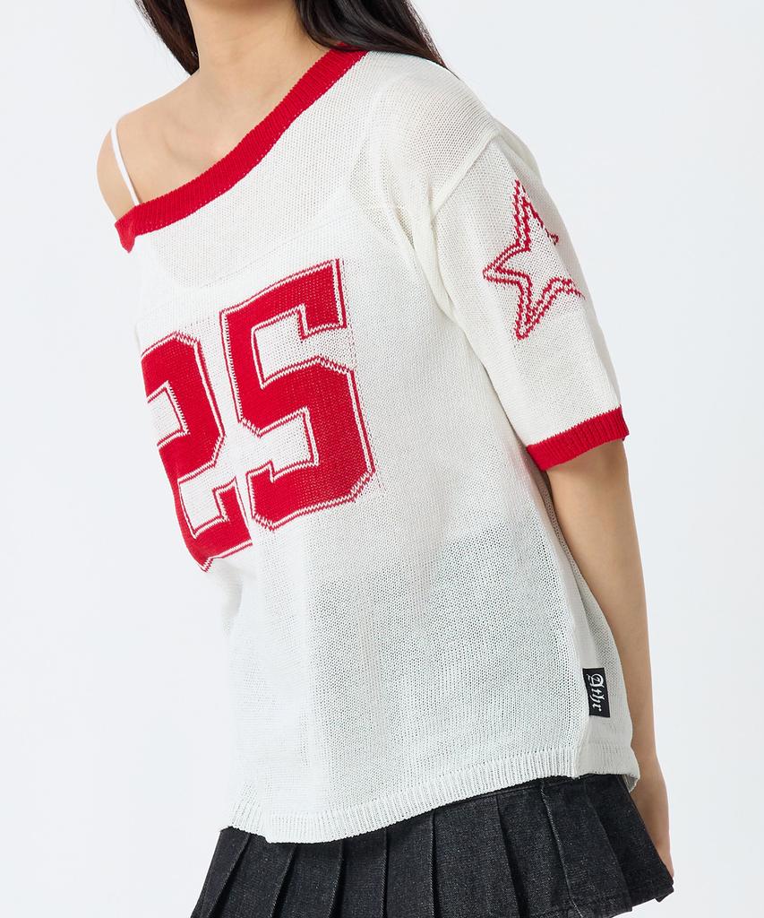 ANDTHEOTHER Oversized Round Neck Short Sleeve Knit Red