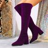 Fashion Liyke Runway Catwalk Fashion Sequined Thigh High Boots Women Purple Pointed Toe Zip Over The Knee Shoes Autumn Winter Low Heels