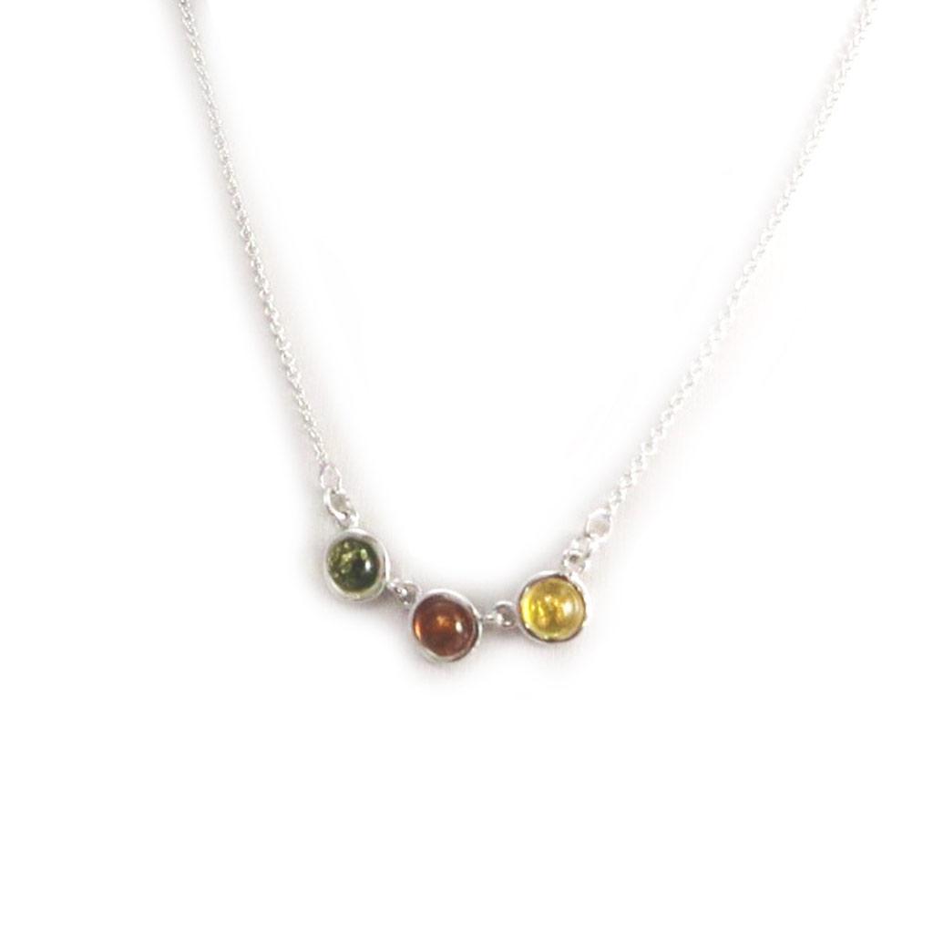 Les Trésors De Lily [N2812] - Sølvkjede 'Inspiration' 3 rav (rhodiumbelagt) - 8 mm