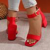 Women Sandals New Summer Fashion Sandals Medium High Heels Outdoor Elegant Wedding Shoes Bridal Plus Size Buckle Strap Sandals
