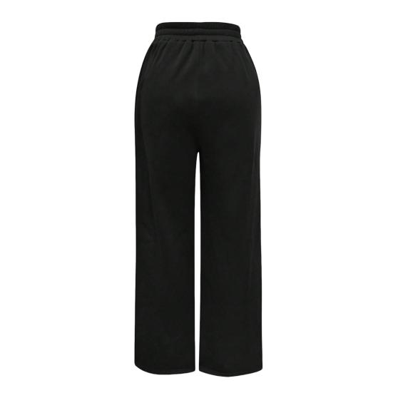 Women Long Pants Hip Hop Style Elastic High Waist Wide Leg Pants Solid Color Loose Fit Casual Trousers Daily Wear