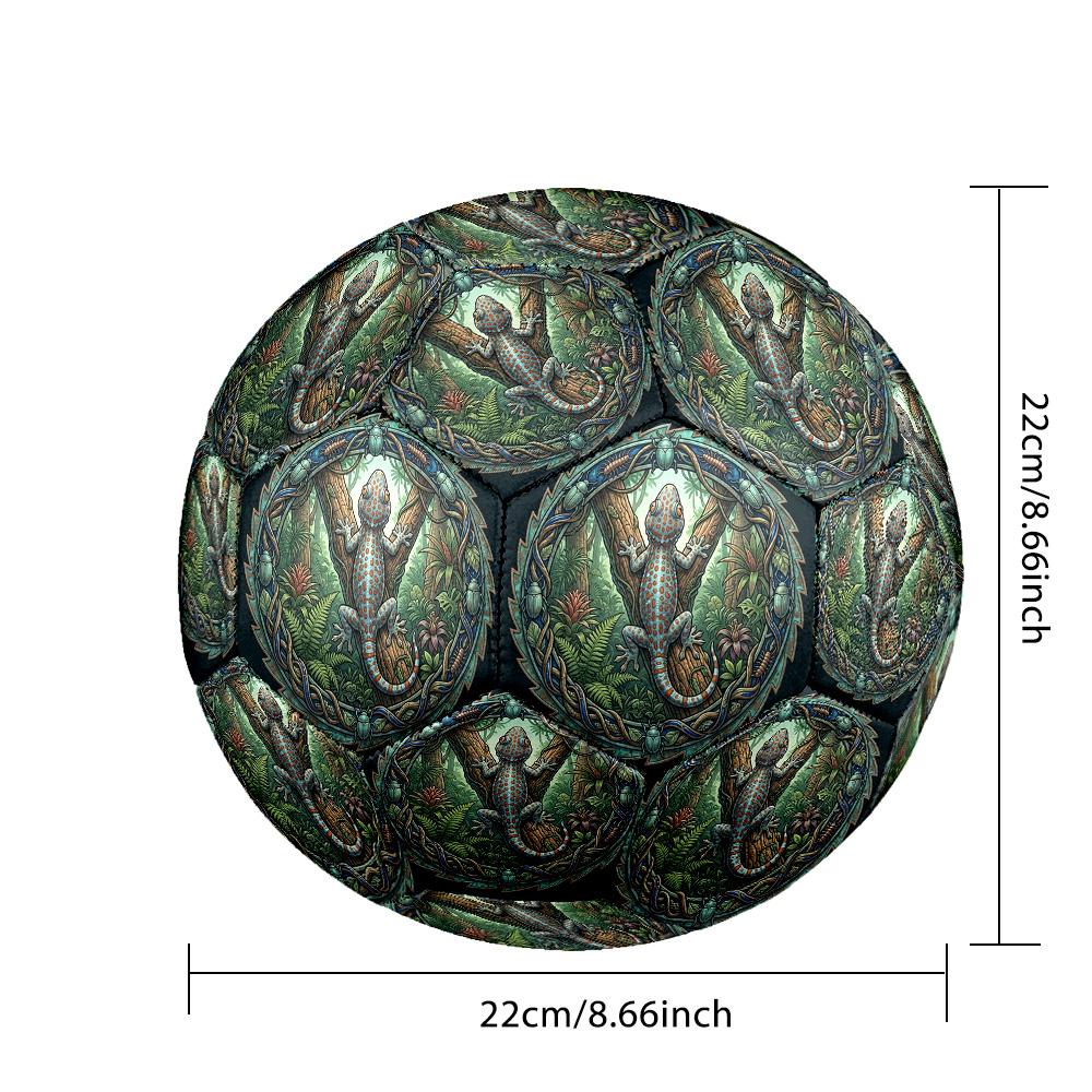Jungle Lizard Emblem Round Football Size 5 Adult Ball Suitable for Training Matches and Outdoor Team.