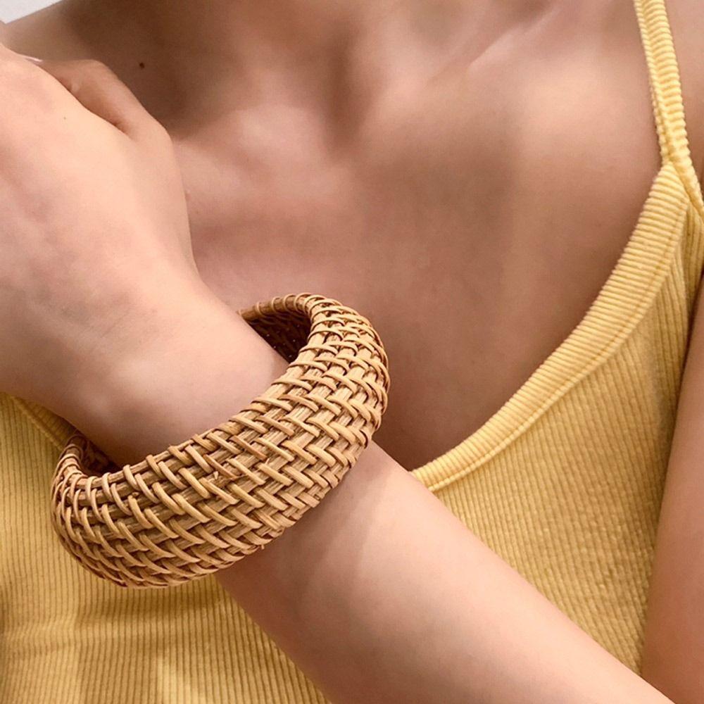 Bird Nest Shape Rattan Woven Bracelet Hand Ring Bohemian Braided Bracelet  Beach
