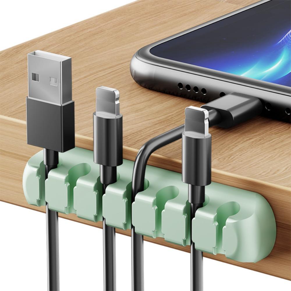 Wall mountable self-adhesive silicone cable organizer multi-functional cable winder earphone cables phone data cables wires