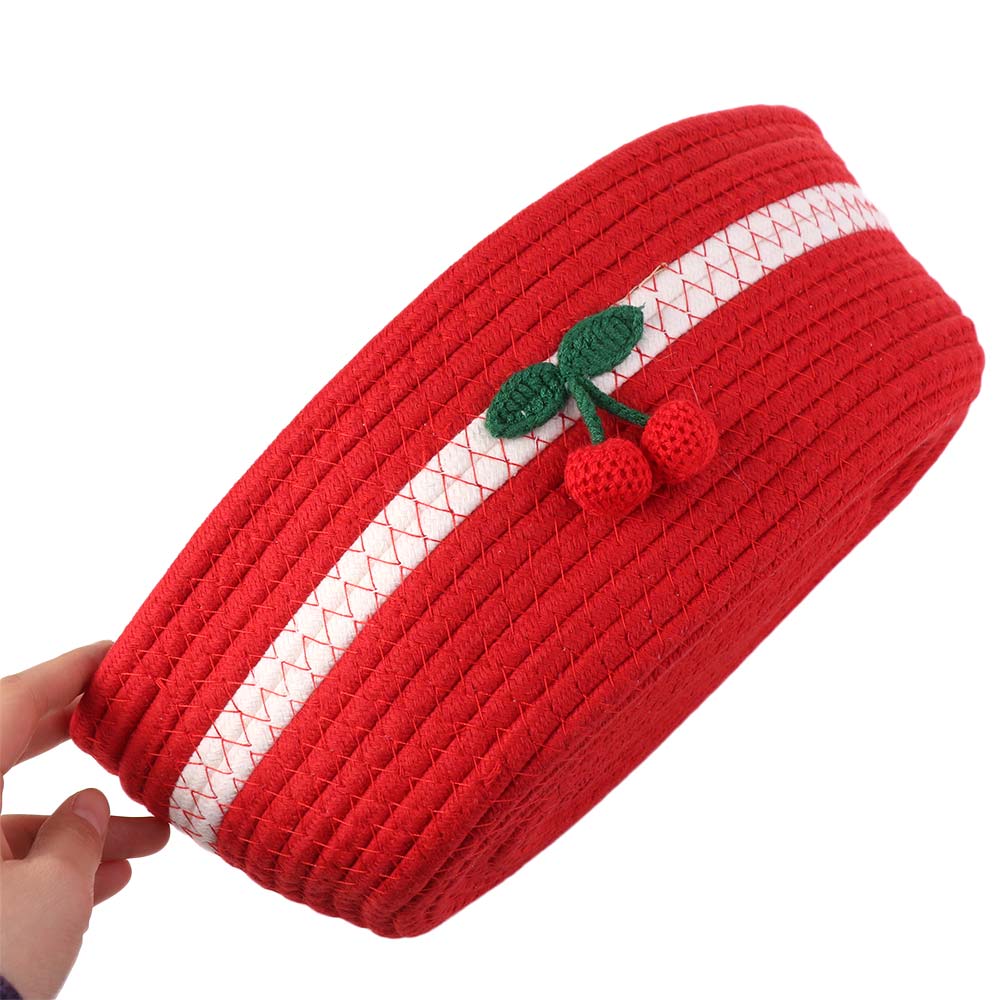 Handgefertigter Roter Kirschkorb Kreativer Niedlicher Gewebter Aufbewahrungskorb Exquisit Große Kapazität Kleidersortierkorb Snacks