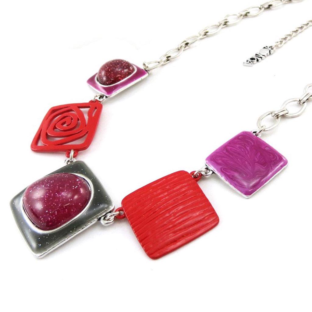 NOA [J2751] - Designer Necklace 'Les Acidulés' Red Pink