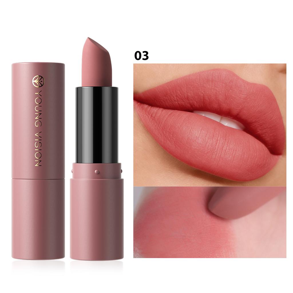 Sexy Nude Matte Lipstick Multi-functional for Lips and Cheeks Long Lasting Waterproof Smudge-proof Dual-purpose Makeup for Women