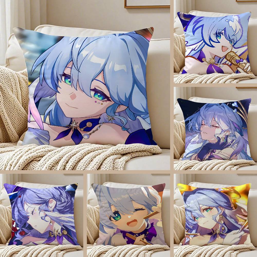 Spiel H-Honkai Star Rail R-ROBIN Kissenbezug Milbenabweisender Kissenbezug Verdeckter Reißverschluss Seidig Kurzer Plüsch Sofakissenbezug