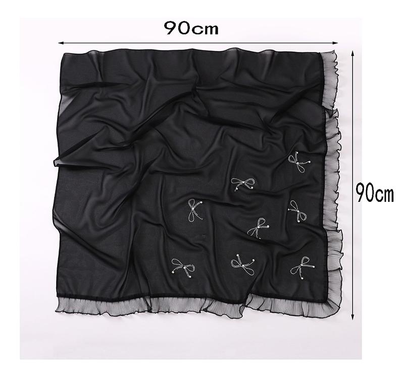 Muslim Chiffon Plain Bubble Pearl Square Hijab Scarf for Women Hijabs Scarves Jersey Hijabs Islamic Turban Headband Wrap Shawls