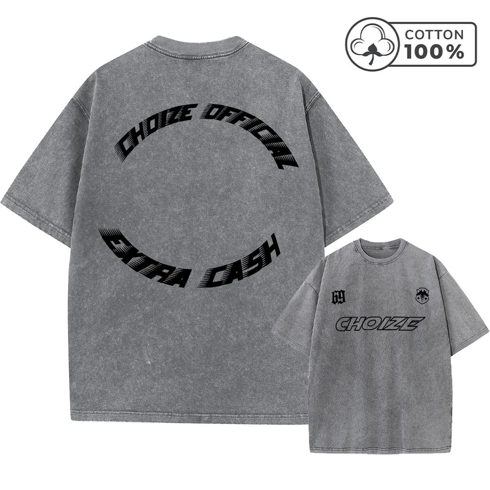 

Mens Letter Print Washed T Shirt Fashionable Casual Pure Cotton Crew Neck Short Sleeve Summer Commuter Trendy Hip Hop Top S