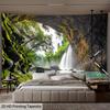 2D Jungle Cave Waterfall Wall Tapestry Tropical Scenery Background Cloth