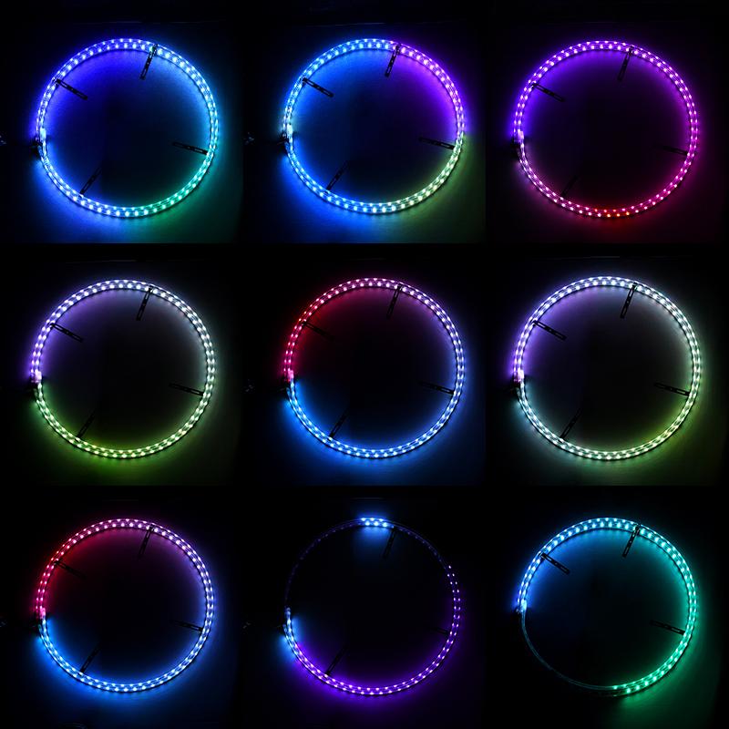 Symphony LED Car Hub Lamp Double Sided APP Remote Sound Control Waterproof Neon Wheel Ring 12V Auto Decorative Atmosphere Light