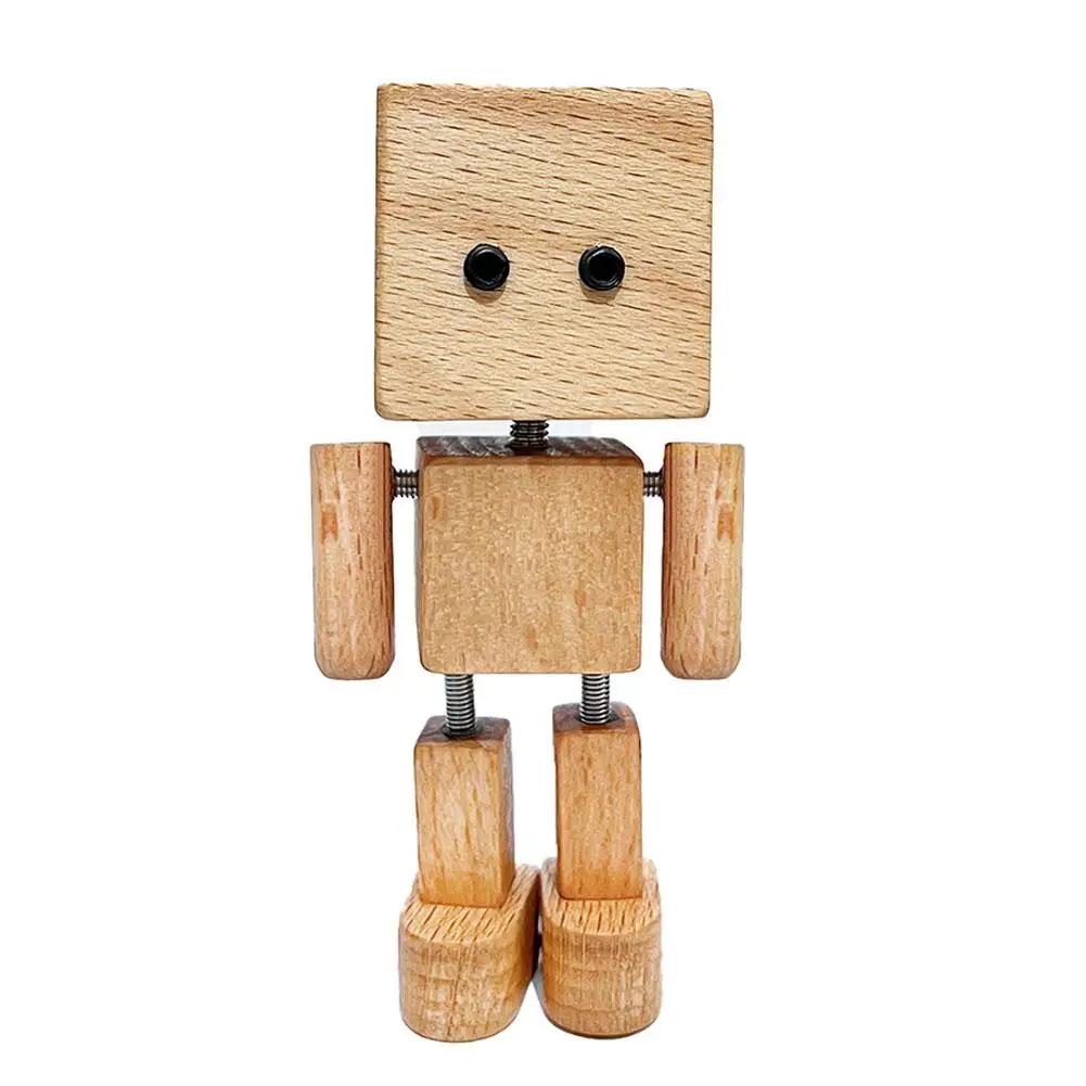 Shaking Wooden Man Figurine Car Dashboard Desktop Ornaments Cute Auto Creativity Interior Stress-relieving Gift Decoration A5Q3