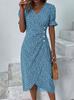 Geometric Pattern Short Sleeve Dress With 3d Digital Printing For Summer Casual Wear