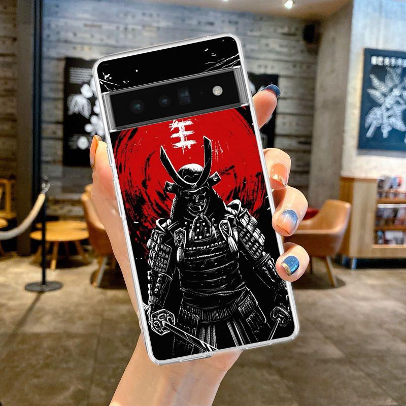 Phone Case For Google Pixel 9 8 7 6 9A 8A 7A 6A 5 4 5A 4A 3A Pro XL Soft Clear TPU Transparent Cover Japanese Samurai Art