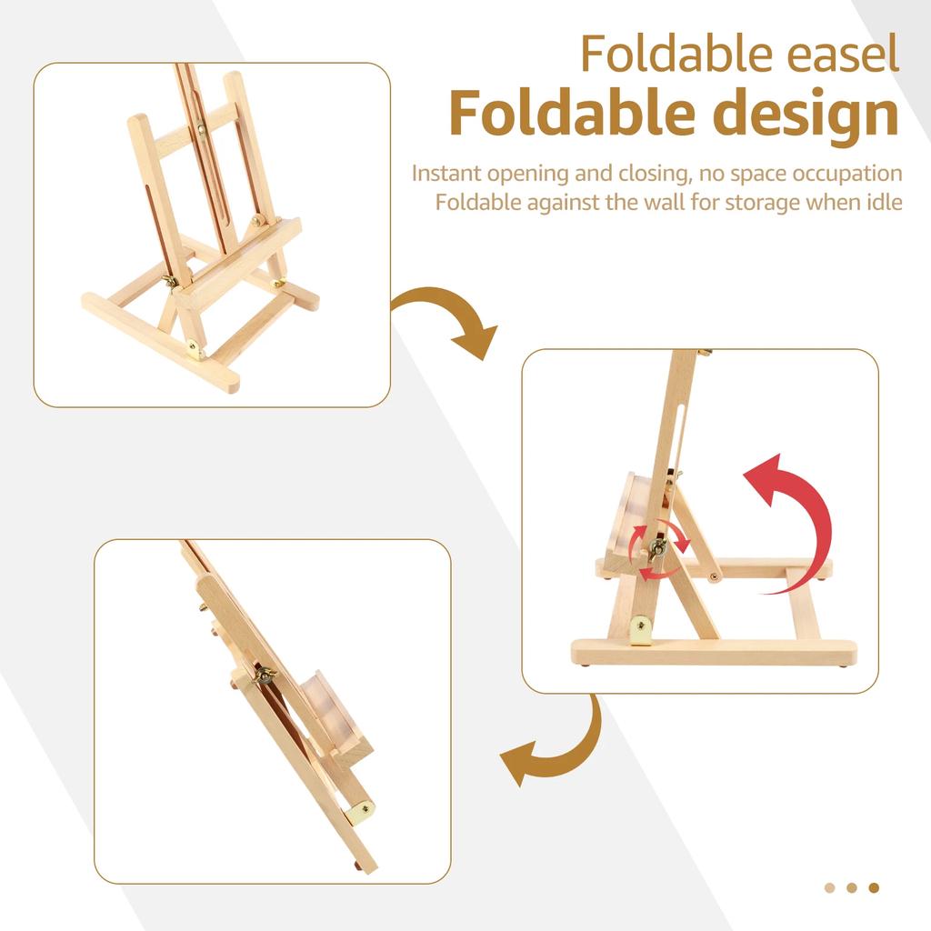 Wooden Desktop Art Easel Foldable Tabletop Easel Stand Portable Small Desktop Easel for Studio Classroom Outdoor Sketching