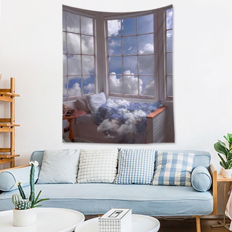 Pink Moon Star Tapestry Bohemian Style Decorative Room Tapestry Living Room Wall Canvas Wall Decorative Tapestry