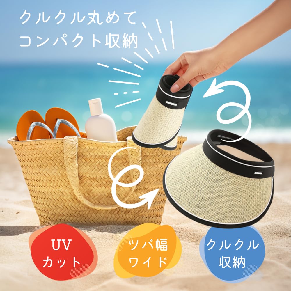 Sun Sun UV Protection General One Size Fits Wide Small Face Cool Arm Cover Included Number [SanDoll] Women's Visor, Straw-like Visor, Women's Hat,