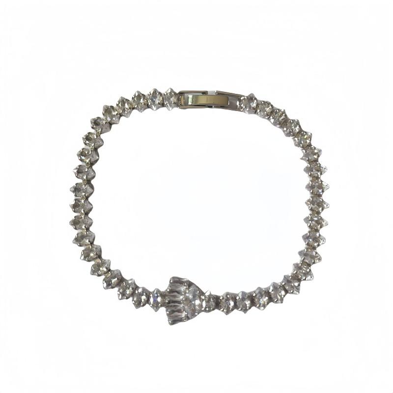 Simple Temperament Zircon Ring Bracelet Necklace Set Personalized Ins Women'S Hollow Wedding Jewelry