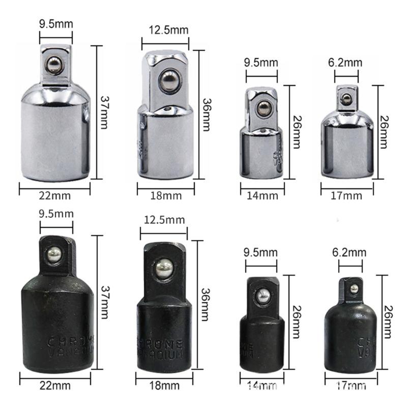 Steel Reduction Socket Adapter 4 Size Square Socket Adapter Bit Conversion Kit with 3 Extension Rod Professional
