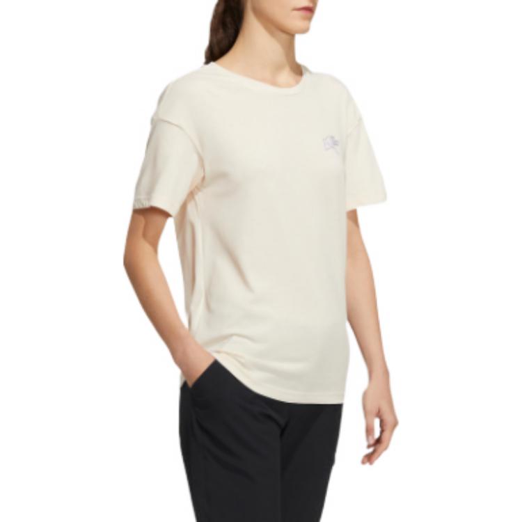 Adidas Ocean Gfx Tee Casual Breathable Dolphin Print Sports Short Sleeve T-Shirt Women Tops Beige HE7339