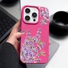 Matte Leather Texture Shockproof Phone Case For iPhone 16 Pro Max 15 14 Pro 13 12 11 Purple Flower Pattern Slim TPU Soft Bumper Cover
