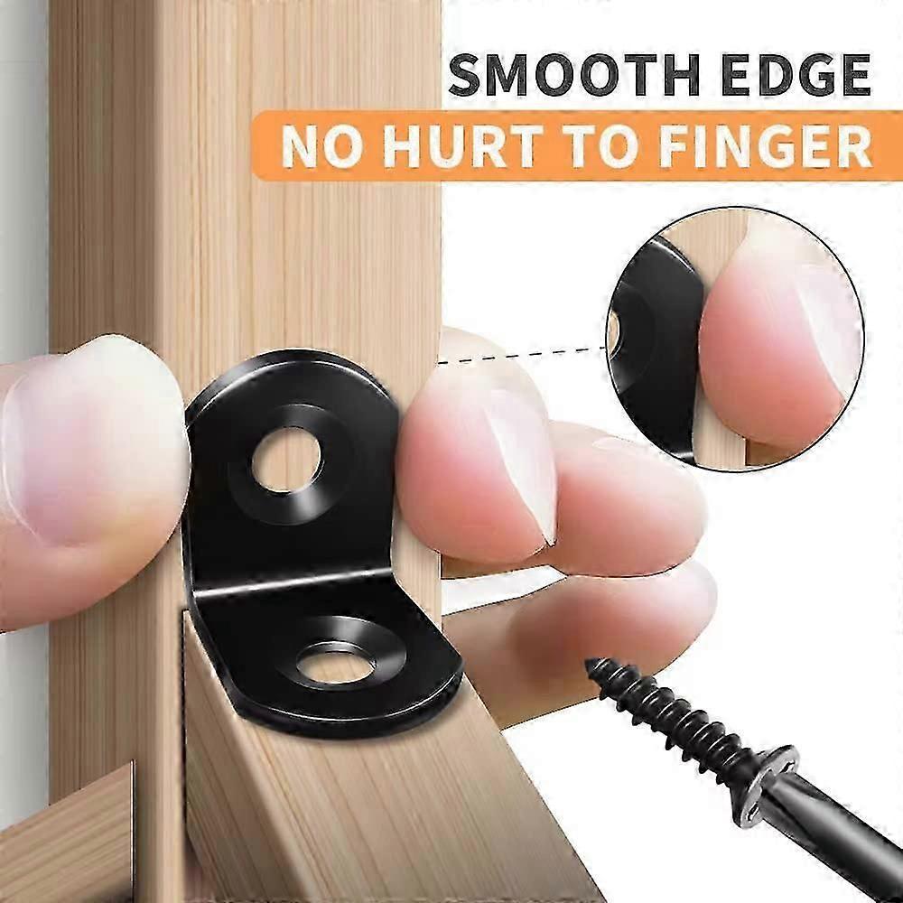 90 Degree L-Shape Bracket Corner Brace Set, Stainless Steel Corner Brackets for Shelves Wood Furniture Cabinet Table Drawer