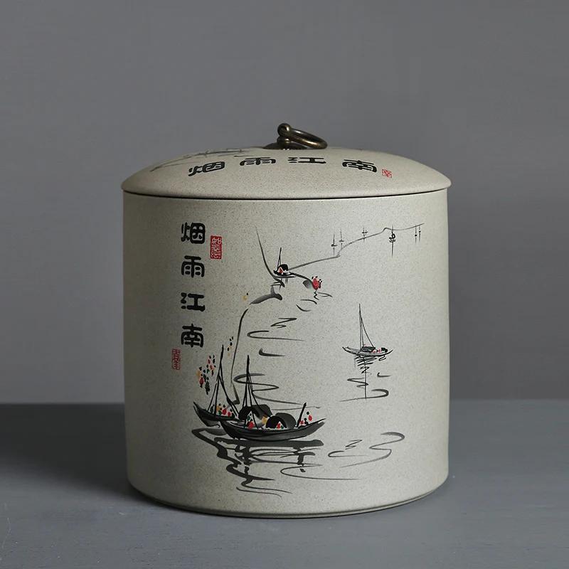 

Retro Chinese Ceramic Tea Jar Household Sealed Tea Storage Jar Facial Mask Powder Can Used for Storing Kitchen Spices