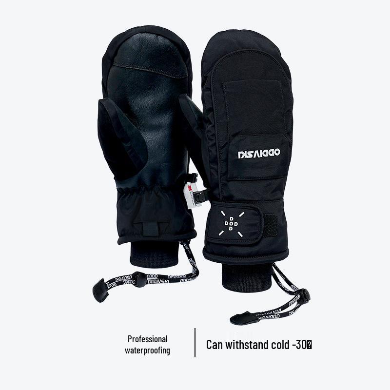 Oddivski Ski Gloves: Built-in Wrist Guard, Touchscreen Compatible, Waterproof, Wear-Resistant, Warm, Mittens. Small