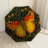 1pc Butterfly Floral Automatic Folding Umbrella, Heavy Duty 8 Rib Iron Frame,  Suitable for Travel, Daily Use, Birthday, Decor Gift M0104065
