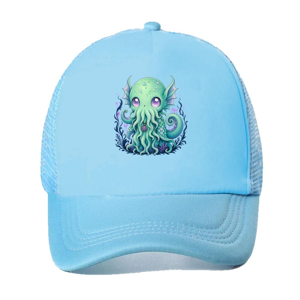 Cute Cthulhu Chibi Sea Monster Illus Mesh Baseball Cap For Womens Unisex FeUnisex Beach Dad Hat Hip Hop