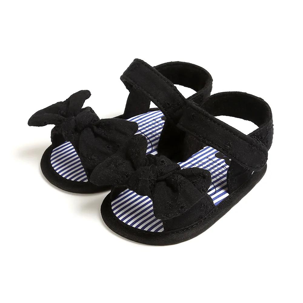Baby Mädchen Anti-Rutsch Schleifensandalen Sommer Zehenfrei Rutschfest Weiche Sohle Flache Prinzessin Sandalen mit Schleife 0-18M