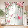 2PCS Digital Printed Curtains, Rose Butterfly Dream Pattern, Beautiful Window Drapes for Living Room Bedroom Home Decor