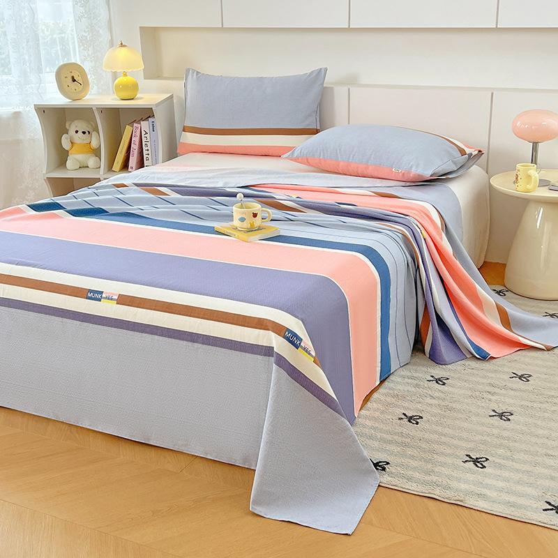 Class A Pure Cotton Thickened Old Coarse Cloth Bed Sheet Single Piece Student Dormitory Single Cotton Quilt 3pcs