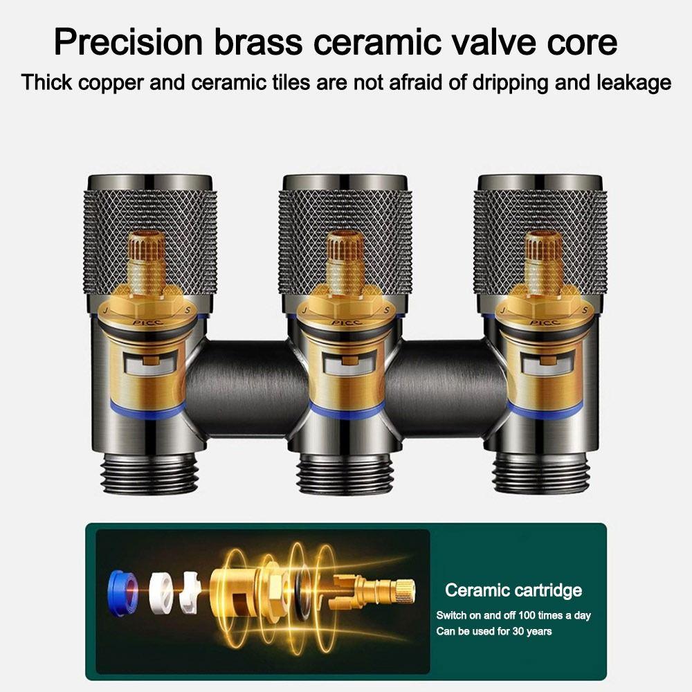 Save Space Copper One in Three Out Water Inlet Valve Multifunctional Filling Valves Diverter Valve Bathroom Accessories