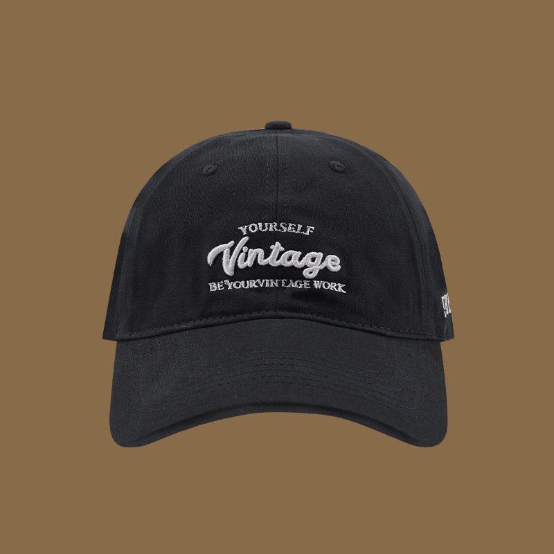 Classic Vintage Letter Embroidery Cotton Baseball Cap Casual Unisex Adjustable Baseball Cap One Size чёрный