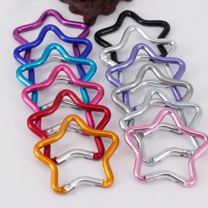 1/2/5PCS Outdoor Star Shaped Spring Locking Carabiner Clip Keychains for Backpack Camping Hiking Traveling Multicolour