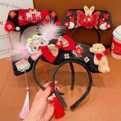 Velvet Bow Chinese Style Headwear Flower Hanfu Headwear Ancient Style Gege Headband  Children