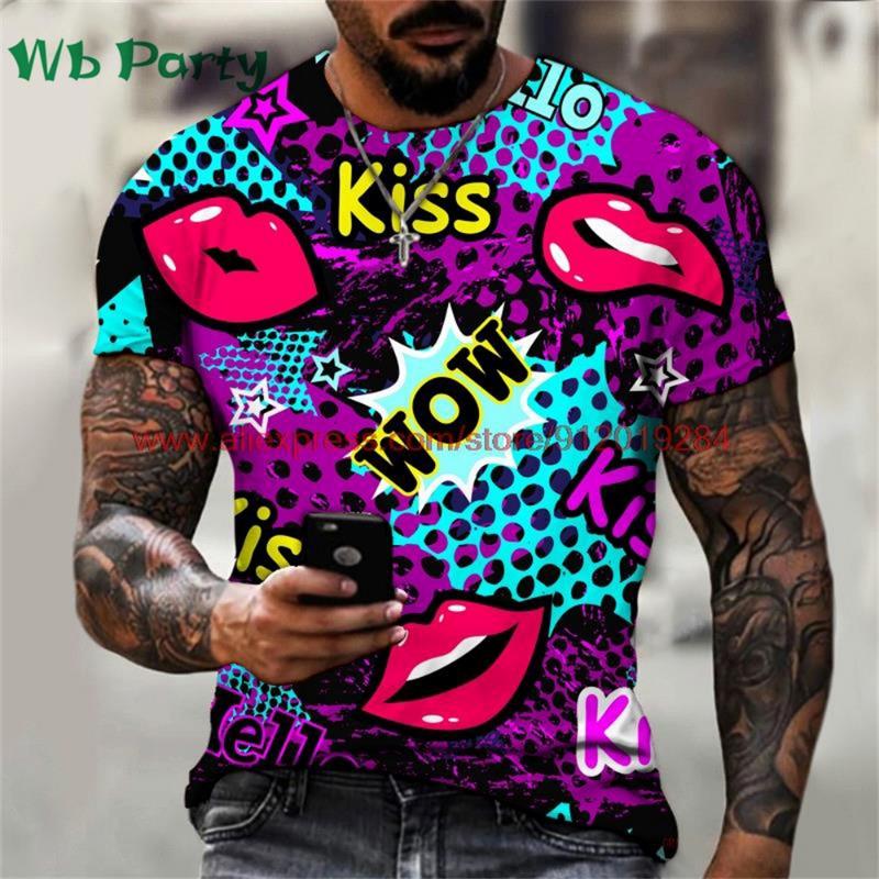 Popular 3D Men's T-Shirt Funny Graffiti Pattern Print Mens Clothing T-Shirts for Men Short Sleeve Tee Men's Summer Fashion Tops