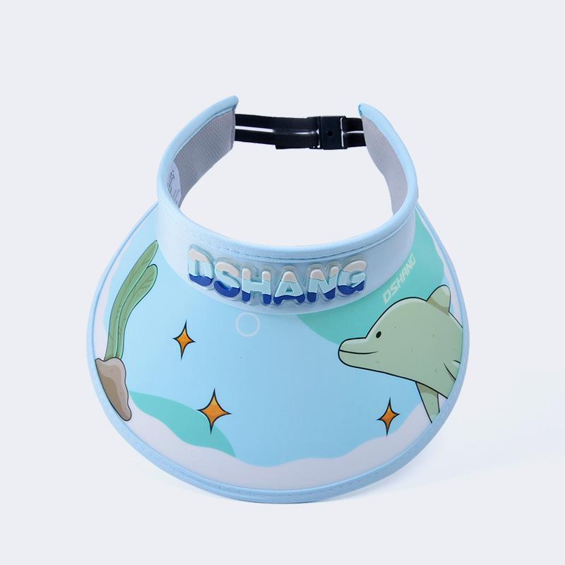 1102 Summer Children's Hats Boys and Girls Baby Cartoon Cute Sun Protection Visor Big Brim with Fan Empty Top Hat