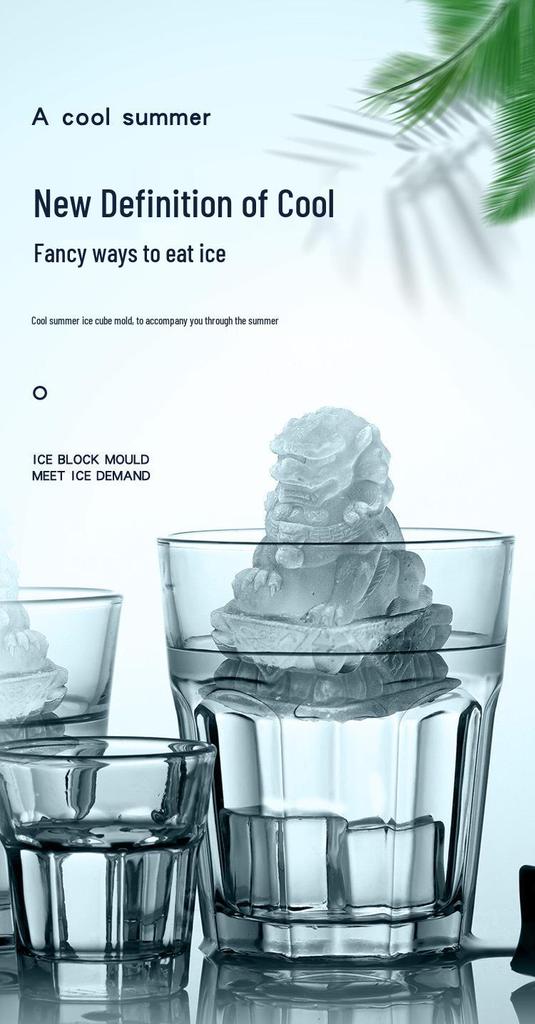 Stone Lion and Bear Silicone Ice Cube Mold for Whiskey and Cocktails
