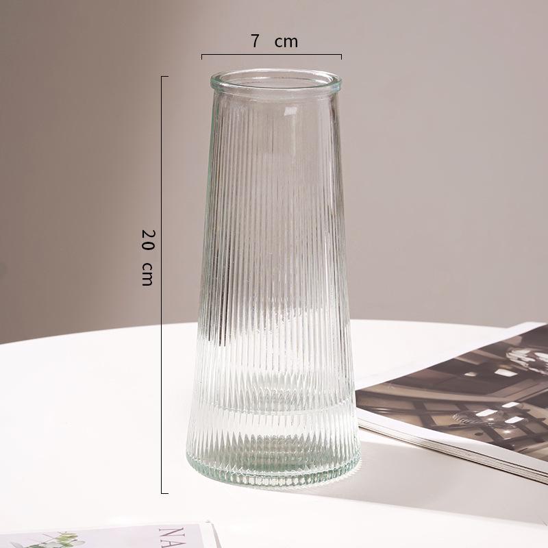Nordic Cone-Shaped Transparent Glass Vase for Lucky Bamboo and Flowers